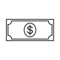 Outline dollar money cash bill illustration vector