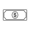 Outline dollar money cash bill illustration vector