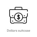 outline dollars suitcase for business vector icon. isolated black simple line element illustration from business concept. editable Royalty Free Stock Photo