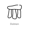 outline dolmen vector icon. isolated black simple line element illustration from stone age concept. editable vector stroke dolmen