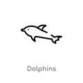 outline dolphins vector icon. isolated black simple line element illustration from animals concept. editable vector stroke