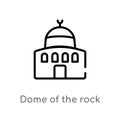 outline dome of the rock vector icon. isolated black simple line element illustration from monuments concept. editable vector