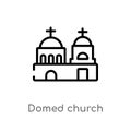 outline domed church vector icon. isolated black simple line element illustration from monuments concept. editable vector stroke