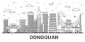 Outline Dongguan China City Skyline with Historic and Modern Buildings Isolated on White. Vector Illustration