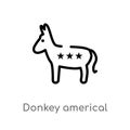 outline donkey americal political vector icon. isolated black simple line element illustration from political concept. editable Royalty Free Stock Photo