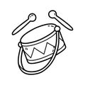 Outline doodle baby drum for children