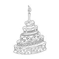 Outline doodle cake tier with candle