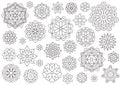 Outline doodle flowers for adult coloring book. Beautiful floral background for color artwork. Monochrome zentangle Royalty Free Stock Photo