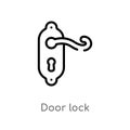 outline door lock vector icon. isolated black simple line element illustration from security concept. editable vector stroke door Royalty Free Stock Photo