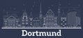 Outline Dortmund Germany City Skyline with White Buildings