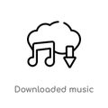 outline downloaded music cloud vector icon. isolated black simple line element illustration from music and media concept. editable