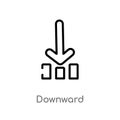 outline downward vector icon. isolated black simple line element illustration from orientation concept. editable vector stroke