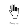 outline drag up vector icon. isolated black simple line element illustration from gestures concept. editable vector stroke drag up