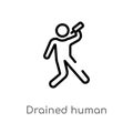 outline drained human vector icon. isolated black simple line element illustration from feelings concept. editable vector stroke