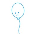 Outline drawing balloon on a string with sad face. Design concept for Blue Monday greetings in blue Royalty Free Stock Photo