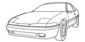 Outline drawing of a classic american sport car from rear and side view. Royalty Free Stock Photo