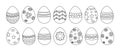 Outline drawing of a coloring set of Easter eggs Royalty Free Stock Photo