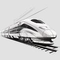 Outline drawing diagram of hi-technology high speed train railroad over white background vector illustrations