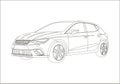Outline drawing of a hatchback Royalty Free Stock Photo