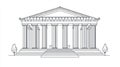 Ancient Greek Temple Outline, Classical Architecture Symbol, Linear Art Royalty Free Stock Photo