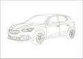 Outline drawing of a hatchback Royalty Free Stock Photo