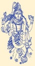 Outline Drawing of Lord Shiva and Vishnu Combination Sign and Symbol