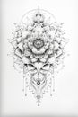 Outline drawing of lotus mandala. Coloring book illustration