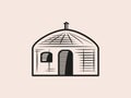 Outline drawing of a mobile home Mongolian yurt