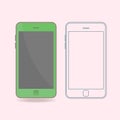 Outline drawing modern smartphone. Elegant thin line style design. Royalty Free Stock Photo