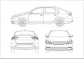 Outline drawing of a Spanish liftback Royalty Free Stock Photo