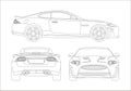 Outline drawing of a sports coupe Royalty Free Stock Photo