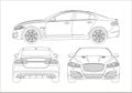 Outline drawing of a sports sedan