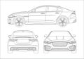 Outline drawing of a sports sedan