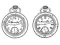 Outline drawings of old pocket watches