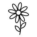 Outline drawn of stylized blooming flower. Design concept for coloring book page or logo, icon, card Royalty Free Stock Photo