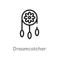 outline dreamcatcher vector icon. isolated black simple line element illustration from museum concept. editable vector stroke Royalty Free Stock Photo