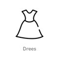outline drees vector icon. isolated black simple line element illustration from clothes concept. editable vector stroke drees icon