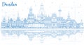 Outline Dresden Germany City Skyline with Blue Buildings and Ref