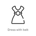 outline dress with belt vector icon. isolated black simple line element illustration from fashion concept. editable vector stroke