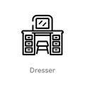 outline dresser vector icon. isolated black simple line element illustration from furniture concept. editable vector stroke