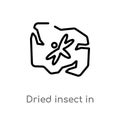 outline dried insect in amber vector icon. isolated black simple line element illustration from stone age concept. editable vector Royalty Free Stock Photo