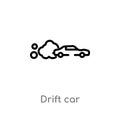 outline drift car vector icon. isolated black simple line element illustration from sports concept. editable vector stroke drift Royalty Free Stock Photo