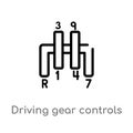 outline driving gear controls vector icon. isolated black simple line element illustration from mechanicons concept. editable Royalty Free Stock Photo