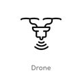 outline drone vector icon. isolated black simple line element illustration from artificial intelligence concept. editable vector