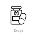 outline drugs vector icon. isolated black simple line element illustration from medical concept. editable vector stroke drugs icon Royalty Free Stock Photo