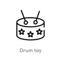 outline drum toy vector icon. isolated black simple line element illustration from toys concept. editable vector stroke drum toy Royalty Free Stock Photo