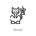 outline drunk vector icon. isolated black simple line element illustration from animals concept. editable vector stroke drunk icon