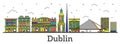 Outline Dublin Ireland City Skyline with Color Buildings Isolate Royalty Free Stock Photo