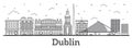 Outline Dublin Ireland City Skyline with Historic Buildings Isolated on White. Royalty Free Stock Photo