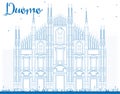 Outline Duomo in Blue Color. Milan. Italy. Royalty Free Stock Photo